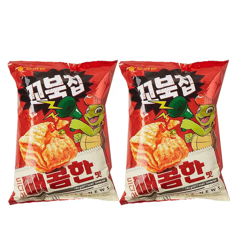 Keripik kura-kura Korea Orion rasa sup jagung k-munchies rasa makanan ringan eksotis jagung Korea