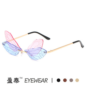 Eyewear Dragonfly <b>Sunglasses</b> Frameless <b>Gradient</b> Wing UV400 Unisex Party Glasses - Product Image 5