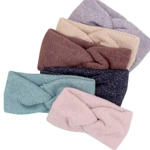 BSCI denetimli fabrika İlkbahar sonbahar elastik peluş kız Headbands katı renk tatlı çok yönlü geniş kenar headdress ile 6 adet