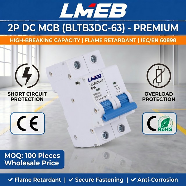 LMEB Slocable DC 10kA 2Poles Overload Protection Smart MINI 63A B/C 50/60Hz MCB Circuit Breaker
