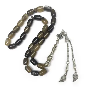 Piedra Tasbih Tesbih Piedras naturales Cuentas <span class=keywords><strong>Rosario</strong></span> de piedras preciosas <span class=keywords><strong>Rosario</strong></span> musulmán Aqeeq Ágata Cuentas de oración - Product Image 6