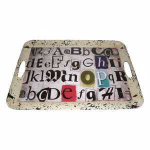 Vassoio Decorativo HMS 20\" Elegante e Raffinato in Metallo Bianco, Nero, Oro e Rosso per Esposizione e Servizio, Modello AL1164, Prodotto in Cina - Product Image 4