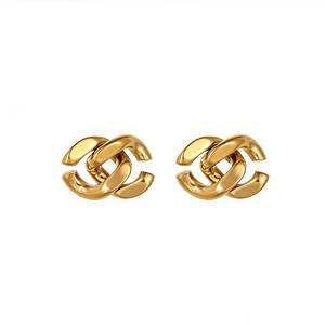 Boucles d'oreilles élégantes personnalisées imperméables en acier inoxydable 316L plaqué or 14k 18k, boucles d'oreilles tendance, boucles d'oreilles de créateur pour femmes - Product Image 1