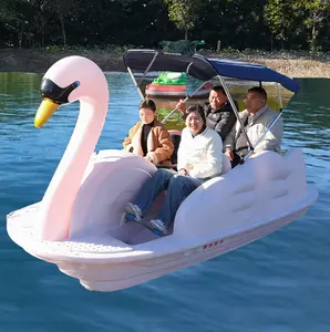 Plastic PE Swan Flamingo Electric Pedal Foot Paddle Boat with suncover