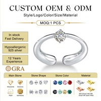 Bague ouverte minimaliste en moissanite pour femme, OEM, plaqué or de haute qualité, argent 925, bijoux personnalisés DIY, Anillos, Anelli