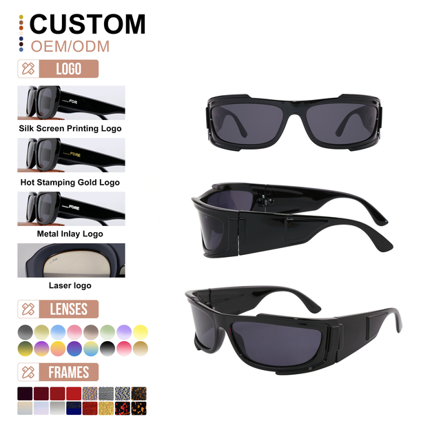 New Vintage Black High Quality Y2K Sunshade Fashion Rectangular Frame Sport Sunglasses for Outdoor