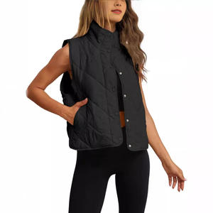 2023 Autumn Winter New for <b>Women's</b> Vintage Quilted Cotton <b>Vest</b> Mandarin Collar Lightweight Button Padded with Pockets - Product Image 4