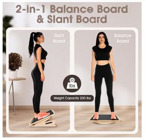 Planche d'équilibre inclinée professionnelle 2 en 1 personnalisée, étireur de mollets, planche d'équilibre en <span class=keywords><strong>bois</strong></span>, planche inclinée <span class=keywords><strong>pour</strong></span> les genoux, les chevilles, les talons, les pieds, les jambes - Product Image 2