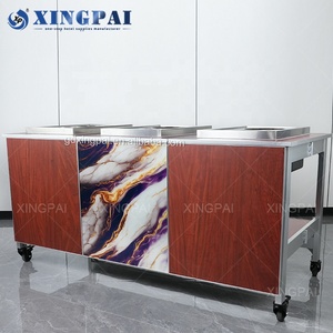 XINGPAI Commercial Catering Equipment Modern Rectangle <strong>Buffet</strong> Station Luxury High Quality Sapele Wood <strong>Buffet</strong> <strong>Table</strong> - Product Image 5