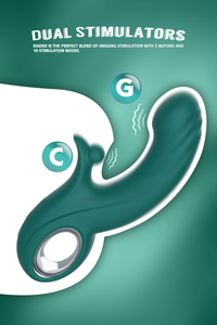 Massaggiatore Rabbit OEM Svakom Raider 20.3CM in Silicone Verde Scuro con Curva a S, 7 Modalità di Spinta e 10 di Vibrazione, IPX5, Ricaricabile USB, per <span class=keywords><strong>Adulti</strong></span> - Product Image 4
