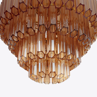Grand plafonnier en cristal de luxe luminaires en verre ambré compatibles avec le salon de table de l'île
