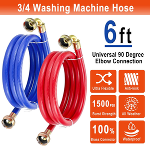 Hot And Cold Burst Proof Rubber Universal Fit 2 Pack 3/4 inch Washer Hoses Washing Machine Inlet Hose With Easy Installation - Product Image 2