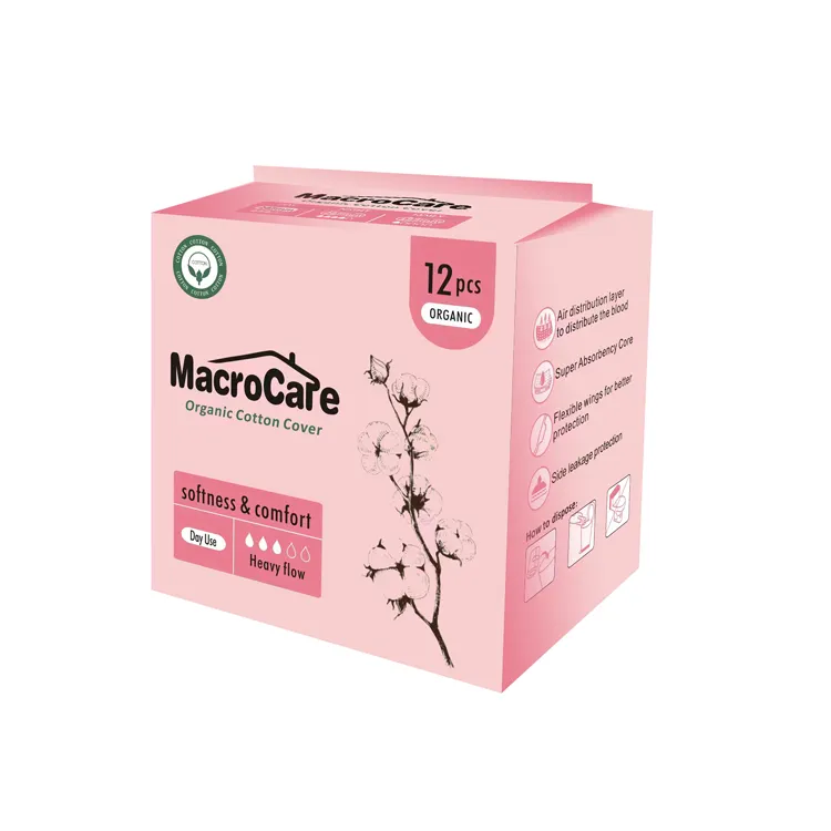 Acro Care-servilletas sanitarias de algodón orgánico para higiene femenina, compresas de algodón con etiqueta privada