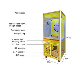 Machine à griffes à bas prix pour animaux en peluche, jeu d'arcade de fête foraine, vente en gros, avec cabinet métallique anglais - Product Image 1