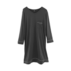 Chemise de nuit pour femmes en polyester modal en gros, chemise de nuit de pyjama lisse avec logo personnalisé pour dames - Product Image 3