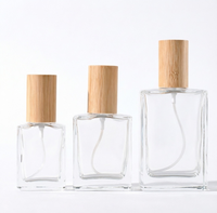 Flacon compte-gouttes carré en verre écologique avec couvercle en bambou – Flacon de parfum vide pour parfums DIY et voyages