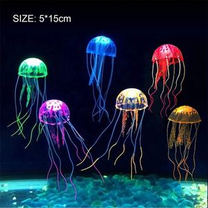 Ornements d'aquarium en forme de <span class=keywords><strong>méduse</strong></span> lumineuse, paysage flottant artificiel, accessoires pour aquarium, plastique durable - Product Image 2