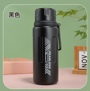 Bouteille isotherme portable grande capacité pour extérieur, 600ml 800ml 1000ml, en acier inoxydable 304 avec poignée de transport - Product Image 2