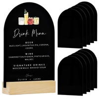 Support de menu en acrylique noir écologique et durable avec base en bois pour numéros de table de mariage et décoration d'événements
