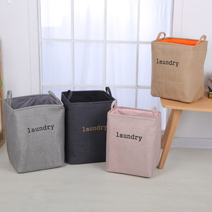 Collapsible Laundry <b>Basket</b> <b>Square</b> Canvas Foldable Storage Bin For Clothes Linen Toys Gray Pink Denim Blue - Product Image 3