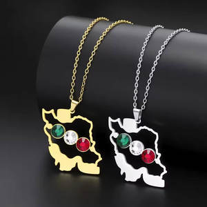 สร้อยคอแฟชั่นเคลือบ PVD สีเงินและสีทอง ป้องกันการหมอง สร้อยคอสแตนเลส 316L เครื่องประดับคุณภาพสูง สร้อยคอรูปแผนที่อิหร่านสำหรับผู้หญิง - Product Image 3