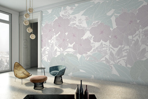 Papier peint texturé en lin, motif floral vert clair, art linéaire neutre, murale botanique pour la décoration intérieure scandinave, rendu des couleurs élevé - Product Image 5