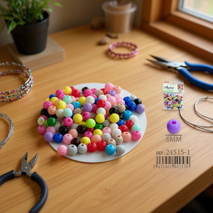 Ilan Abalorio 6Mm Solid Color <b>Beads</b> For Jewelry Making - Product Image 3