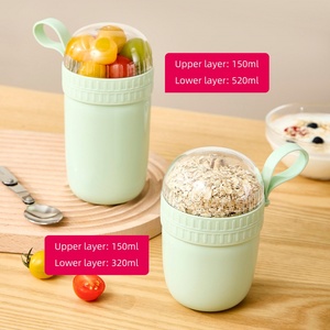 Reusable Milk Lunchpot <b>Plastic</b> Portable Yoghurt Cereal <b>Cups</b> Eco Friendly <b>Drinking</b> Oat Portable Lid Breakfast Travel - Product Image 5