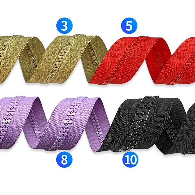 Wholesale Self-locking 3#5#8#10# Resin Zipper with Spot Color Complete Luggage Tent Plastic Code for Garment Use