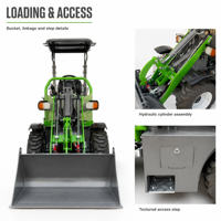TITAN Mini Electric Wheel Loader 6 Ton 1300kg Berat Mesin 0.2m Bucket Gearbox 3000W Daya 1 Tahun Garansi