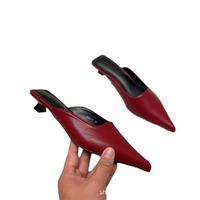 JR Residence C-18 – Demi-chaussons d'été noirs pour femme à bout pointu, talon aiguille, semelle extérieure en caoutchouc, doublure en microfibre, effet amincissant