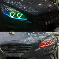 Nouvelles bagues LED RGB à effet de poursuite et de course, en forme de cœur, pour phares de voiture, 12V, ajustement universel