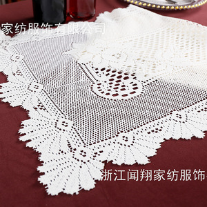 Modern Minimalist Lace Table Runner Rectangle White Polyester Home Decor China Made WX-66940*125 - Product Image 3