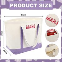 Sac fourre-tout Mahjong violet avec broderie de lettres, organisateur de rangement en toile pour tuiles et supports, sac de voyage grande capacité