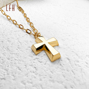 미니멀리스트 십자가 펜던트 목걸이 참 18k 진짜 금 보호 십자가 목걸이 어머니의 날 선물 - Product Image 3