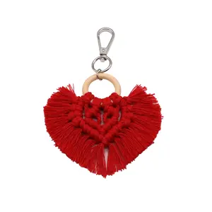 Porte-clés Bohème Fait à la Main en Forme de Cœur, Pendentif Boho en Forme de Coeur