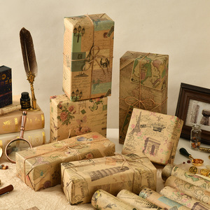 Papel de regalo de periódico inglés Retro, papel de embalaje Kraft grueso con patrón de impresión de bicicleta de torre de hierro creativo - Product Image 6