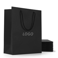 Sacs en papier kraft recyclé écologiques de luxe noir multi-tailles avec poignée en coton pour vêtements, épaisseur 250 g/m², sac en papier de qualité supérieure