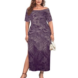 <span class=keywords><strong>Robe</strong></span> de soirée promotionnelle pour <span class=keywords><strong>femme</strong></span>, <span class=keywords><strong>grande</strong></span> <span class=keywords><strong>taille</strong></span> 7XL, à une épaule, avec fente haute, motif tribal polynésien Elei personnalisé, écologique - Product Image 4
