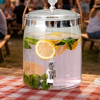 Carafe à eau portable en plastique PET avec robinet, anti-fuite, transparente, distributeur de boissons, compatible eau bouillante, style occidental, pour camping et pique-nique