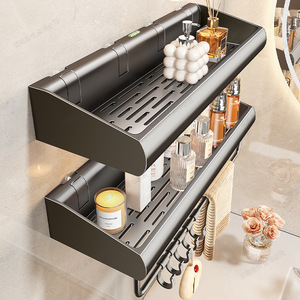Bathroom Shelf Suction Mounted Rectangular Durable Wall Mounted Storage Rack For Shower Room - Product Image 3