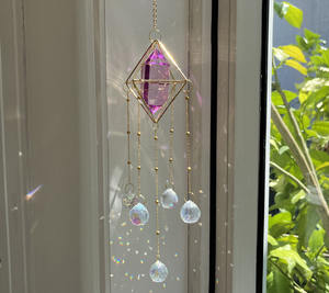 Venda quente dupla apontou cristal coluna <span class=keywords><strong>suncatcher</strong></span> ar quadro vento carrilhão pingentes artesanato decoração home sol catcher - Product Image 2