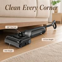 Nettoyeur de sol sans fil 24000Pa, mode puissant 120W, moteur sans balais, aspirateur eau et poussière autonettoyant 100 ° Base de séchage C