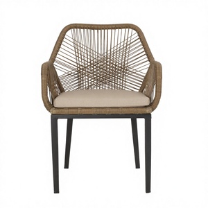 Sillas de Jardín Modernas de Mimbre - Muebles de Comedor con Estructura de Aluminio Ecológica y Duradera, Patas Cónicas y Diseño en Relieve - Product Image 2