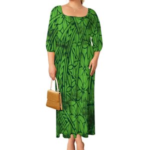 Abito Lungo Elegante da Donna Taglia Grande 8XL con Maniche a Sbuffo Stile Polinesiano Hawaii per Feste - Product Image 4