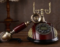 Téléphone fixe rétro classique filaire téléphone de bureau Vintage Old Fashioned Dial Button Phone avec fonction de recomposition pour le bureau à domicile