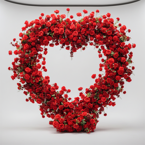 Arco Gigante a Forma di Cuore con Fiori per Proposte Romantiche, <span class=keywords><strong>Sfondo</strong></span> con Rose Rosse e Bianche per Decorazioni Matrimoniali - Product Image 1