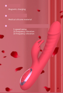 เครื่องสั่นกระต่ายแบบแกว่งพร้อมระบบสั่นสองชั้นทั้งด้านในและด้านนอก นวดกระตุ้น ผลิตภัณฑ์เซ็กส์สำหรับผู้ใหญ่ ดีไซน์น่ารักสำหรับผู้หญิง - Product Image 4