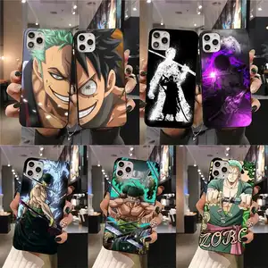 Groothandel Anime Een Mobiele Telefoon Shell Stripfiguur Luffy Roronoa Zoro Nami Usopp Sanji Gsm Case Achterkant Cover Zwart