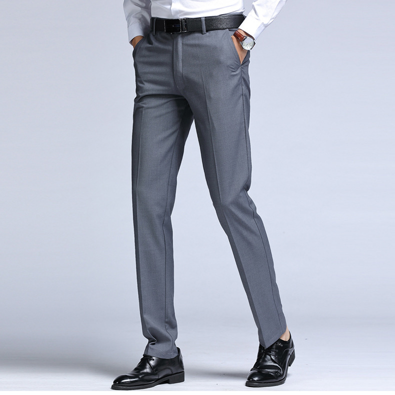 2022 new stylish men slim fit stripe business formal pants casual office trousers skinny business formal suit dress pants